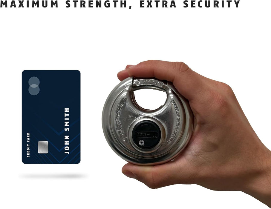 ABUS 20/80 Heavy Duty Diskus Storage Padlock with 2 Keys for Storage, Outdoor, Commercial, 3.16in (80.2mm) Wide, Keyed Different