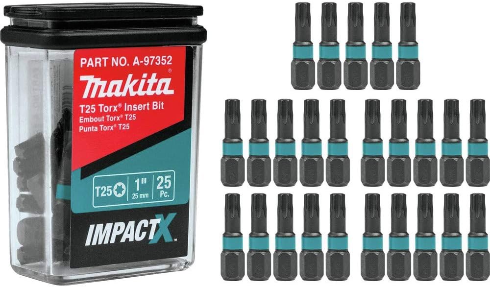 Makita (A-97352) Impactx T25 Torx 1″ Insert Bit, 25 Pack