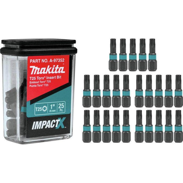 Makita (A-97352) Impactx T25 Torx 1″ Insert Bit, 25 Pack