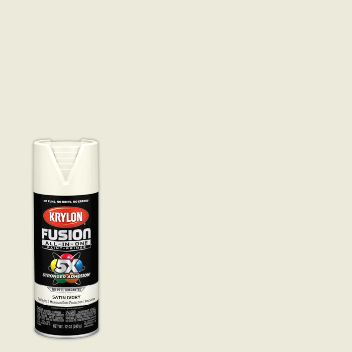 Krylon Fusion All-In-One Adhesive Spray Paint for Indoor/Outdoor Use, Satin Ivory, 12 Ounce (Pack of 1)