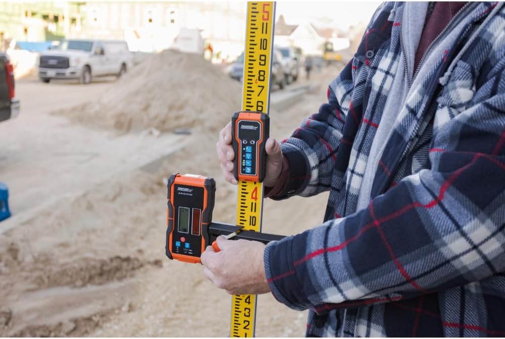 Johnson JLR300-UNV-RG Universal Green & Red Rotary Laser Detector, Dual Sided Detector, LED Backlit Display Magnetic