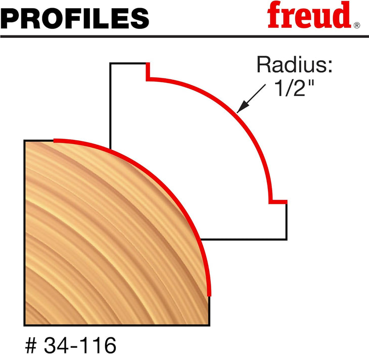Freud 34-116 1/2" Radius Rounding Over Bit (Quadra-Cut)