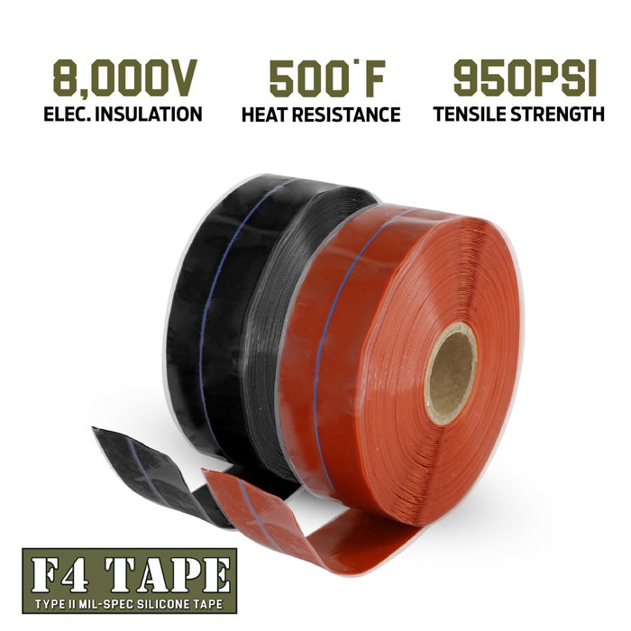 Bond It F4 Emergency Self-Fusing Silicone Tape, Repair Plumbing Pipe & Radiator Hose Leak, Electrical Insulation, Permanent Bonding, Waterproof, 1" x 36' x 20mil, Black