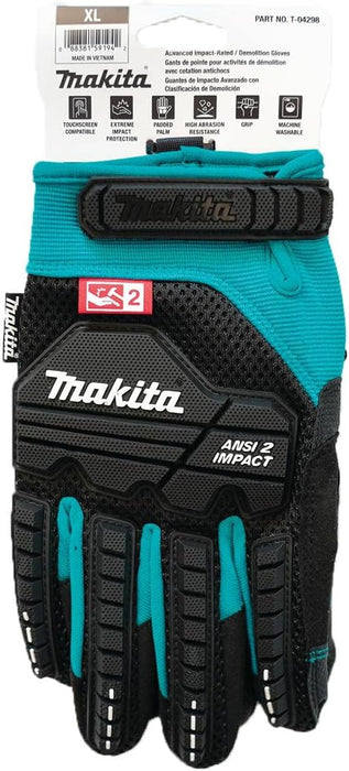 Makita T-04298 Unisex Impact-rated Advanced ANSI 2 Impact Rated Demolition Gloves, X-Large