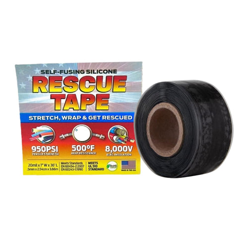 Bond It Rescue Tape, Self-Fusing Silicone Tape, Emergency Plumbing Pipe & Radiator Hose Repair, Electrical Insulation, Waterproof, 950PSI, 1" Width x 36' Length x 0.02" Thick, Black Black 1" x 36' x 20mil