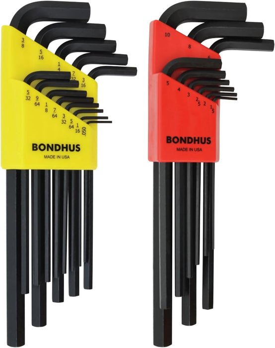 Bondhus 22199 Hex L-Wrench DoublePK, Long Length, 12137 .050-3/8" & 12199 1.5-10mm, Multicolor