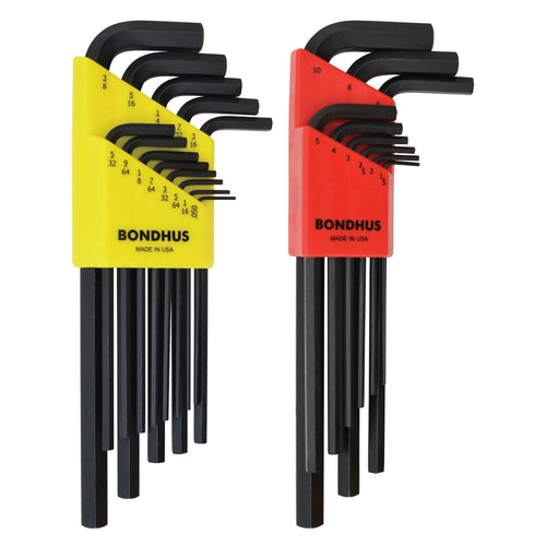 Bondhus 22199 Hex L-Wrench DoublePK, Long Length, 12137 .050-3/8" & 12199 1.5-10mm, Multicolor