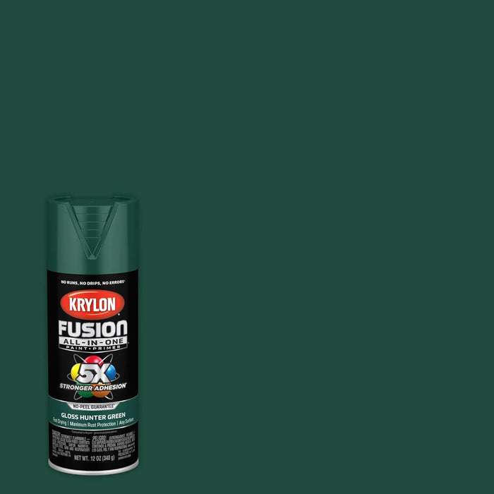 Krylon K02789007 Hunter Green Fusion All-In-One Paint & Primer Spray Paint, Gloss, 12 oz