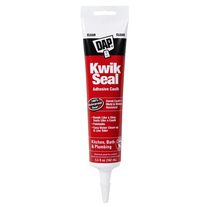 DAP 18001Kwik Seal Kitchen and Bath Adhesive Caulk, White, 5.5 Ounce (Pack of 12)