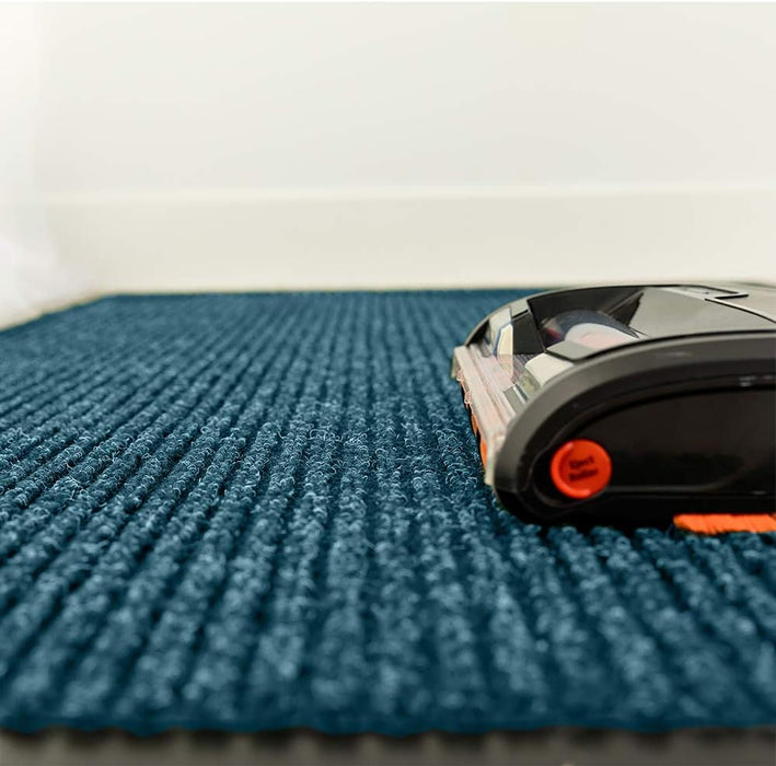 Notrax 109 Brush Step Carpeted Indoor/Outdoor Entrance Mat for Home or Office, 4' X 8', Absorbent Slip Resistant Heavy Duty Entry Mat, Slate Blue, 109S0048BU