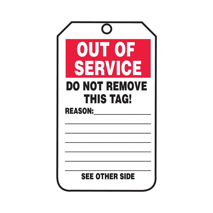 Accuform TRS243CTP Signs, "Out of Service", Status Tag, PF-Cardstock (Pack of 25)