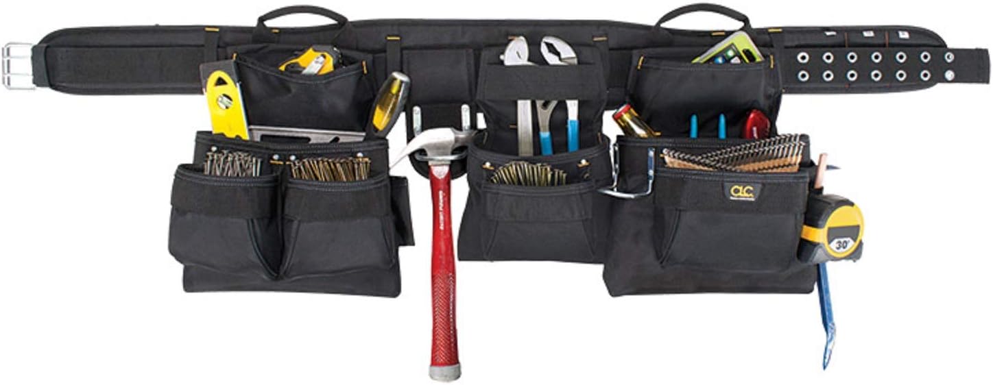 CLC Custom Leathercraft 5605 Professional Carpenters Combo Tool Belt, Black, 18 Pocket