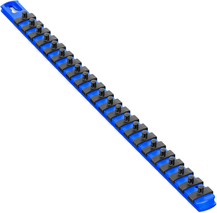 Ernst Manufacturing 18-Inch Magnetic Socket Organizer with 22 1/4-Inch Twist Lock Clips, Blue (8403M-Blue-1/4) 18-Inch 1/4-Inch Twist Clips Blue