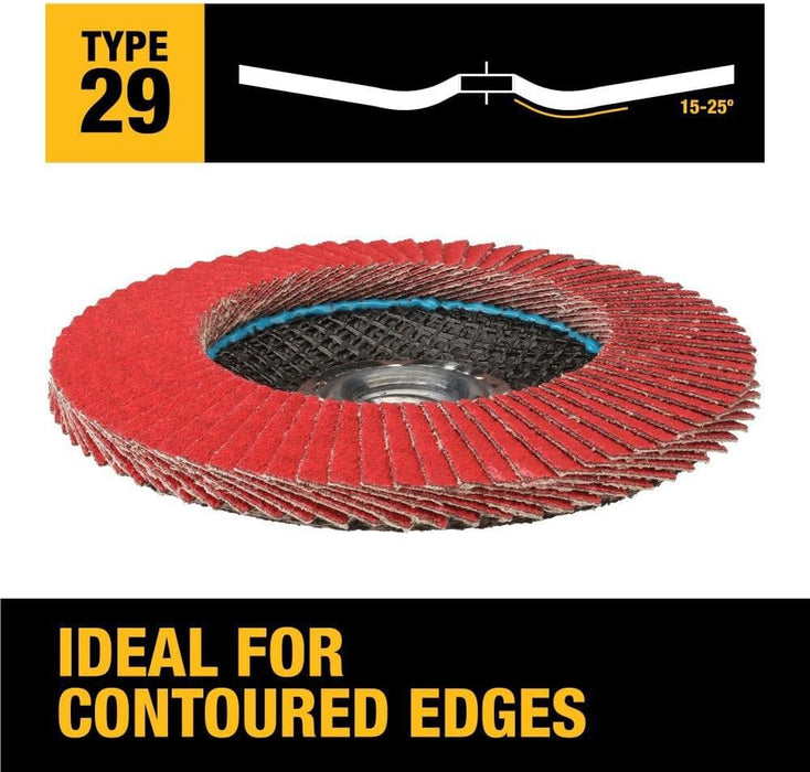 DEWALT DWA8282H 80G T29 XP Ceramic Flap Disc, 4-1/2" x 5/8" Hub