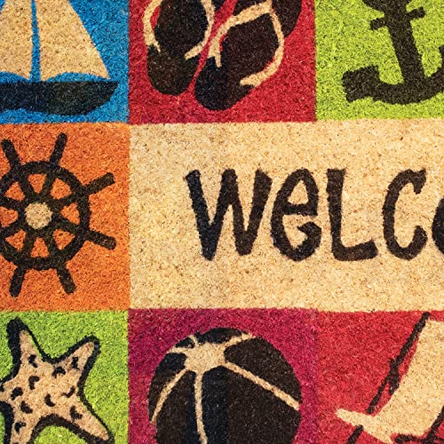 NoTrax, Welcome Beach, Vinyl-Backed Natural Coir Doormat, Entry Mat for Indoor or Outdoor Use, 18"x30", C12 (C12S1830WB)