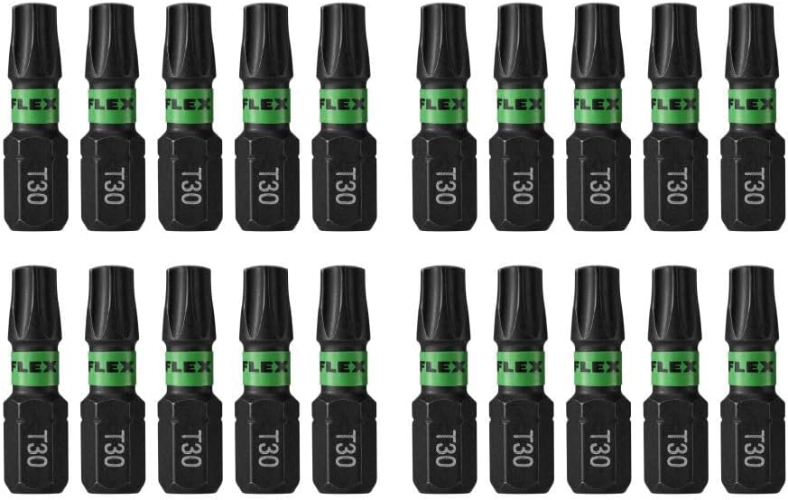Flex FA101007 1" T30 Impact Driver Bit, 20 Piece Bulk