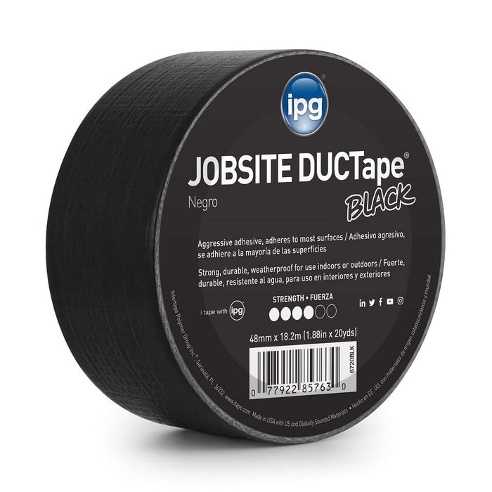 IPG (6720BLK) JobSite DUCTape, Colored Duct Tape, 1.88" x 20 yd, Black (Single Roll)