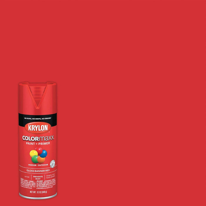 Krylon K05503007 COLORmaxx Spray Paint and Primer for Indoor/Outdoor Use, Gloss Banner Red, 12 Ounce (Pack of 1)