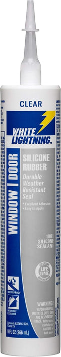 White Lightning W31111010 Silicone Rubber Window & Door Sealant, Clear, 10 fl. oz.