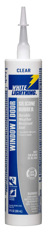 White Lightning W31111010 Silicone Rubber Window & Door Sealant, Clear, 10 fl. oz.