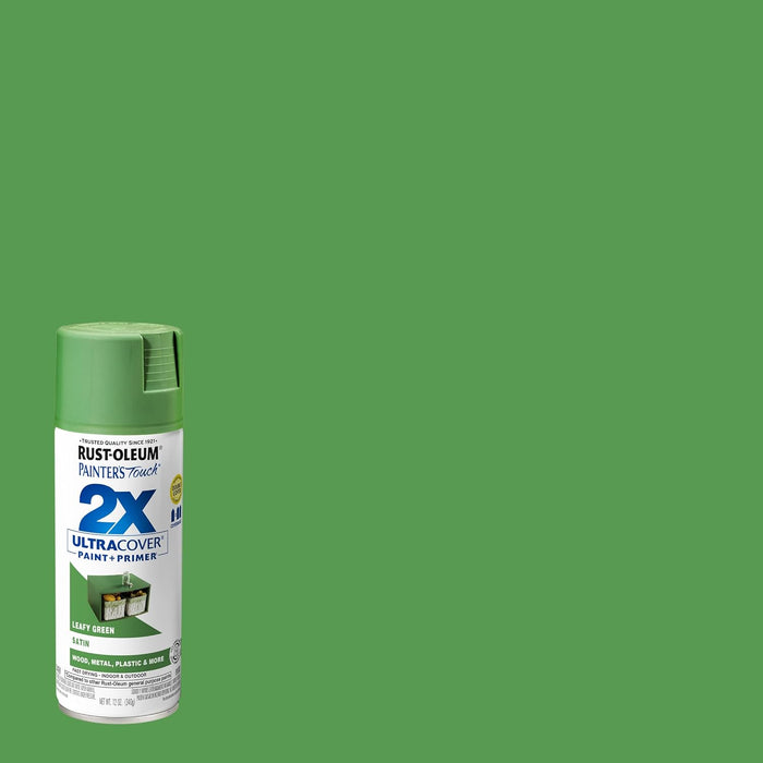 Rust-Oleum 249072 Painter's Touch 2X Ultra Cover Spray Paint, 12 oz, Satin Leafy Green (Pack of 1)