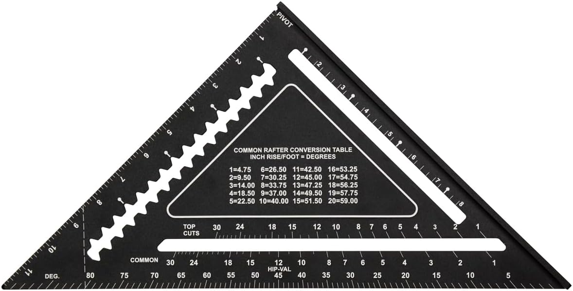 Johnson Level & Tool 1904-1200 Johnny Square Professional Easy-Read Aluminum Rafter Square, 12", Black