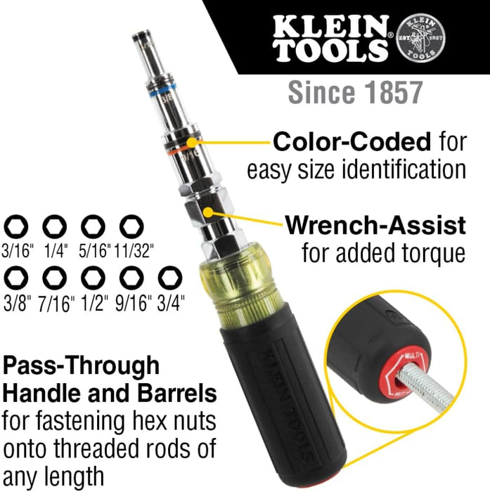 Klein Tools 328091 9-in-1 Pass Through Multi-Nut Driver