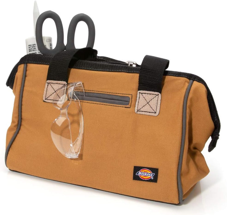 Dickies 57030 12-Inch Durable Canvas Work Bag for Painters, Carpenters, and Builders, Heavy-Duty Zipper, Reinforced Handles, Tan