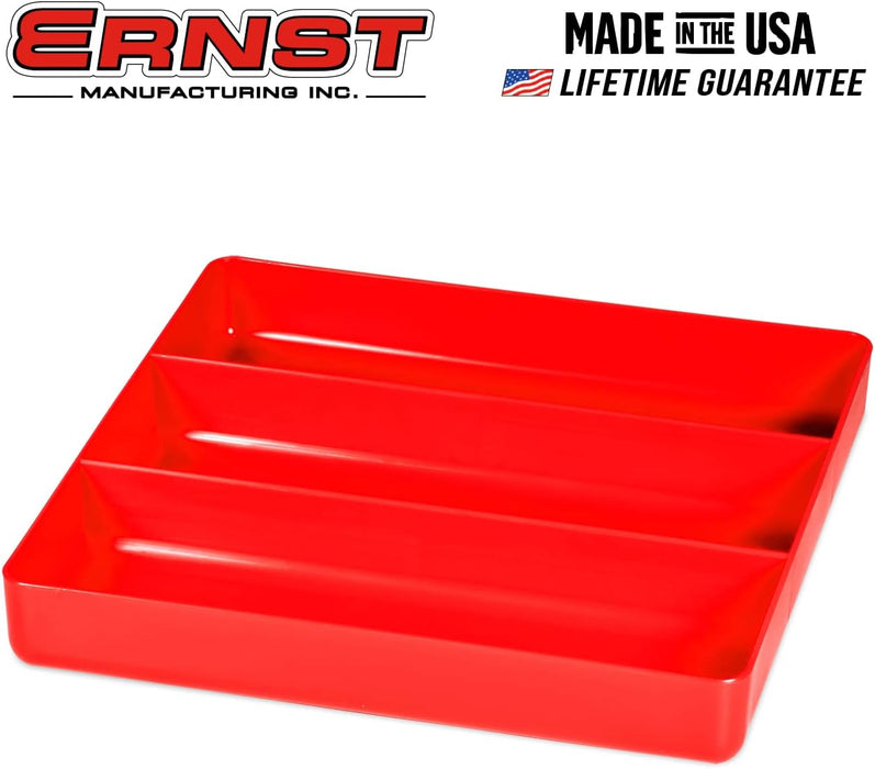 ERNST MFG Tool Garage Organizer Tray, Red, 3-Compartments - Made in the USA