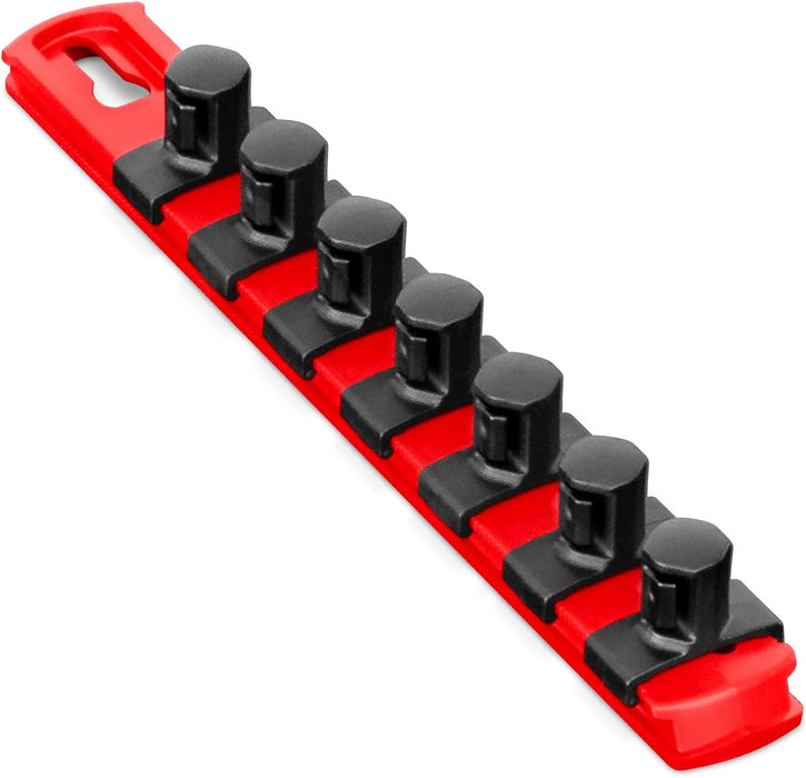 Ernst Manufacturing - 8412-Red-1/2 8-Inch Socket Organizer with 7 1/2-Inch Twist Lock Clips, Red 8-Inch 1/2-Inch Twist Clips Red