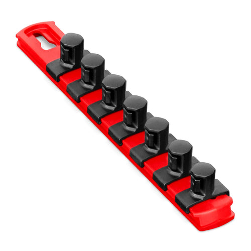 Ernst Manufacturing 8-Inch Magnetic Socket Organizer with 7 1/2-Inch Twist Lock Clips, Red (8412M-Red-1/2) 8-Inch 1/2-Inch Twist Clips Red