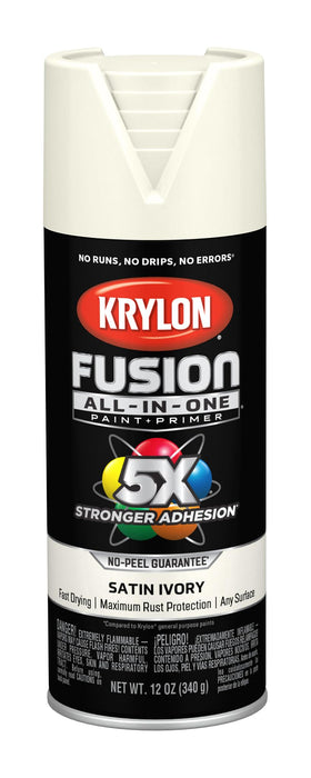 Krylon Fusion All-In-One Adhesive Spray Paint for Indoor/Outdoor Use, Satin Ivory, 12 Ounce (Pack of 1)