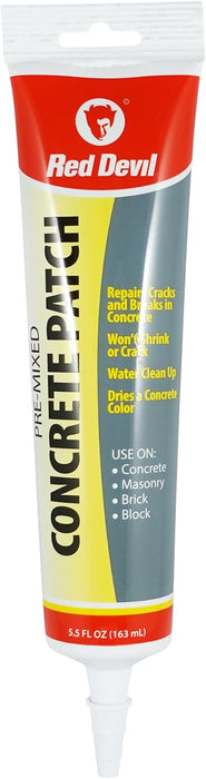 Red Devil 0645 Concrete Repair Patch, Cement Crack Filler, 5.5 Oz Squeeze Tube, Pre-Mixed, Gray (Pack of 1)
