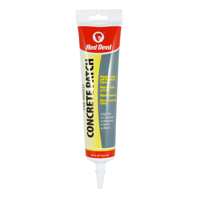Red Devil 0645 Concrete Repair Patch, Cement Crack Filler, 5.5 Oz Squeeze Tube, Pre-Mixed, Gray (Pack of 1)