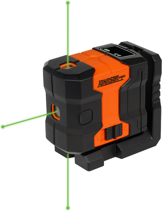 Johnson JDT300-GN3D Laser Level, Self-Leveling Kit 3 Dot Laser with GreenBrite Technology, Magnetic Base, Hard-shell Carry Case, Floor Mount