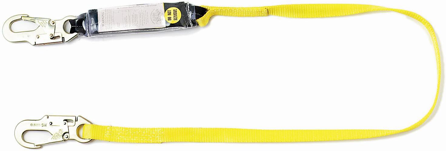 Guardian Fall Protection 01215 4-Foot Single Leg Shock Absorbing Lanyard 4 ft Single Leg/Steel Snap Hook