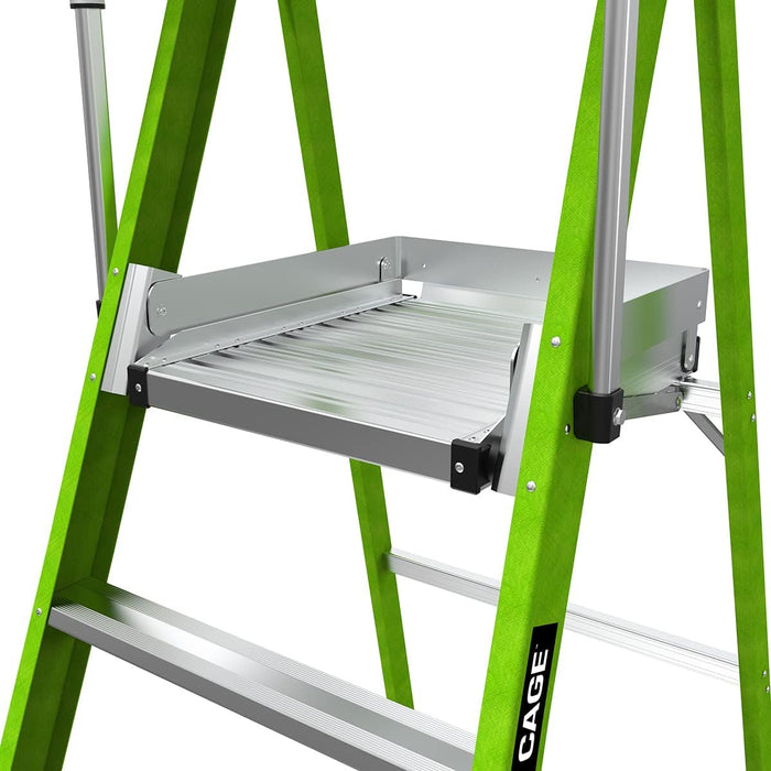 Little Giant Ladder Systems Safety Cage 2.0, M6, 6ft Enclosed Platform, Platform Ladder with Adjustable Outriggers, Fiberglass, Type 1AA, 375 lbs Weight Rating, (19706-146)