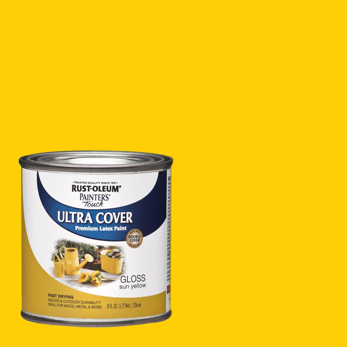 Rust-Oleum 1945730 Painter's Touch Latex Paint, Half Pint, Gloss Sun Yellow, 8 Fl Oz (Pack of 1)