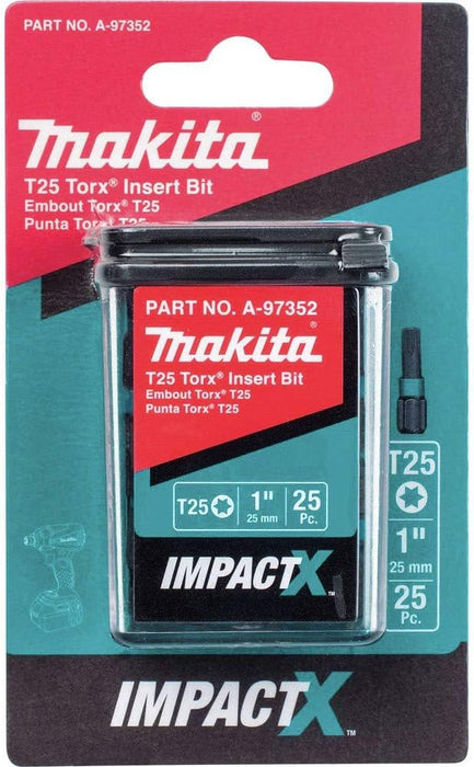 Makita (A-97352) Impactx T25 Torx 1″ Insert Bit, 25 Pack