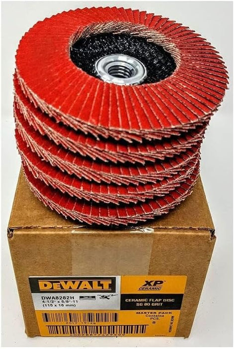 DEWALT DWA8282H 80G T29 XP Ceramic Flap Disc, 4-1/2" x 5/8" Hub