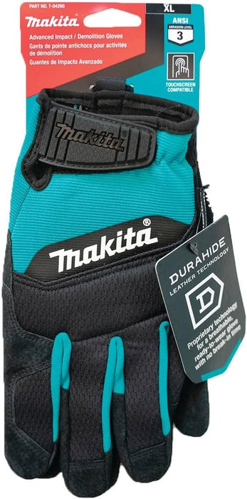 Makita T-04232 100% Genuine Leather-Palm Performance Gloves, X-Large