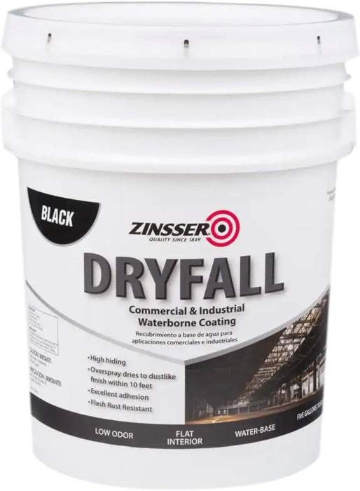 Zinsser 293233 Dryfall Commercial & Industrial Waterborne Coating, 5 Gallon, Flat Black