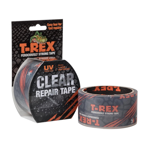 T-REX 241535 Ferociously Strong Repair Tape, Sticks to Wet Surfaces, All Weather and UV Resistant, 1.88" x 9 Yards, Clear, 1-Roll
