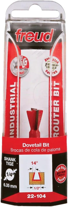 Freud 1/2" (dia.) Dovetail Bit with 1/4" shank, 1-7/8" overall length (22-104)