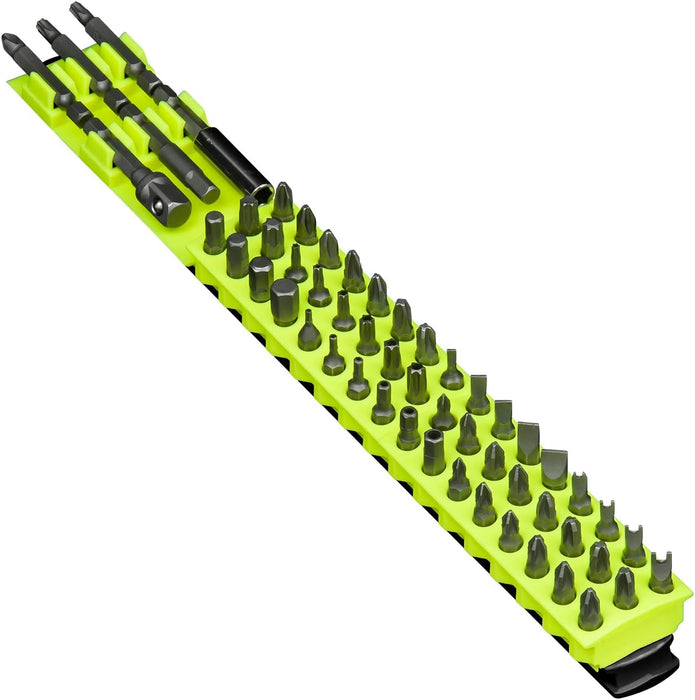 Ernst Manufacturing 54 Tool Magnetic Bit Bar, 1/4" Hex Bit Holder - Black/Hi-Viz