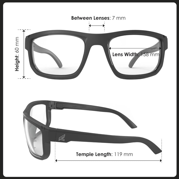 EDGE Defiance Z87 Wayfarer Safety Sunglasses (Matte Black, Clear Vapor Shield Lens), Anti-fog Z87 Clear Safety Glasses, Shatter Resistant, ANSI Compliant Men's Sunglasses