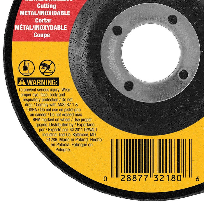 DEWALT DW8425 Type 27 Depressed Center Wheels 5" X .045" X 7/8" Thin Cutting Wheel