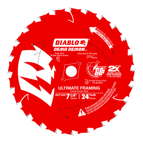 Diablo D0724DA 7-1/4" 24-Teeth Demo Demon Ultimate Framing Saw Blade for Wood
