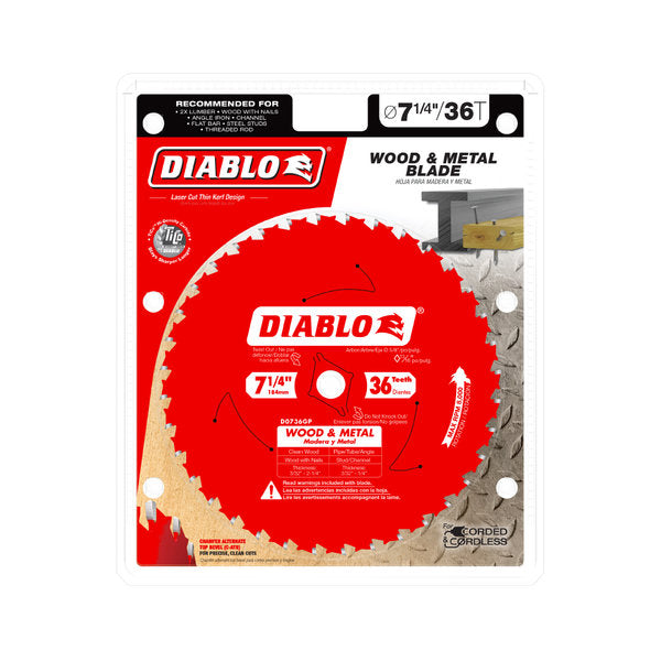 Diablo D0736GPA 7-1/4" x 36-Teeth Carbide Saw Blade for Wood and Metal