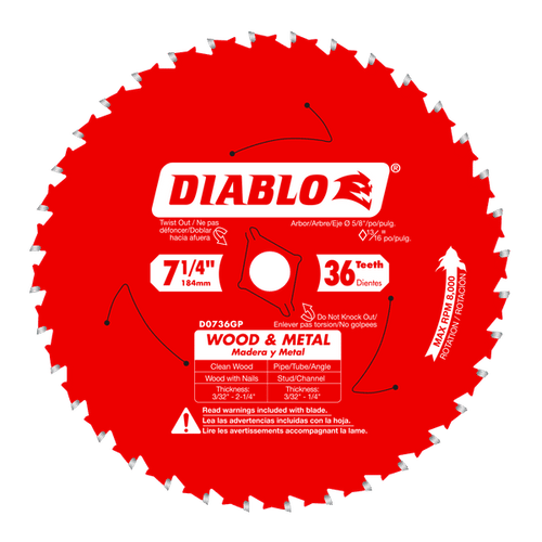 Diablo D0736GPA 7-1/4" x 36-Teeth Carbide Saw Blade for Wood and Metal